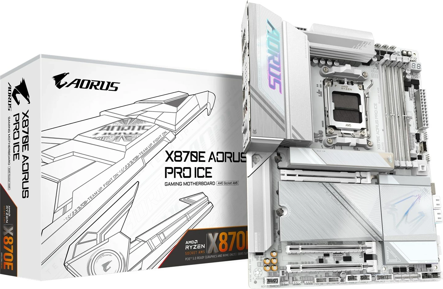 Pllakë amë Gigabyte X870E AORUS PRO ICE, Socket AM5, ATX, DDR5, Wi-Fi 7, e bardhë