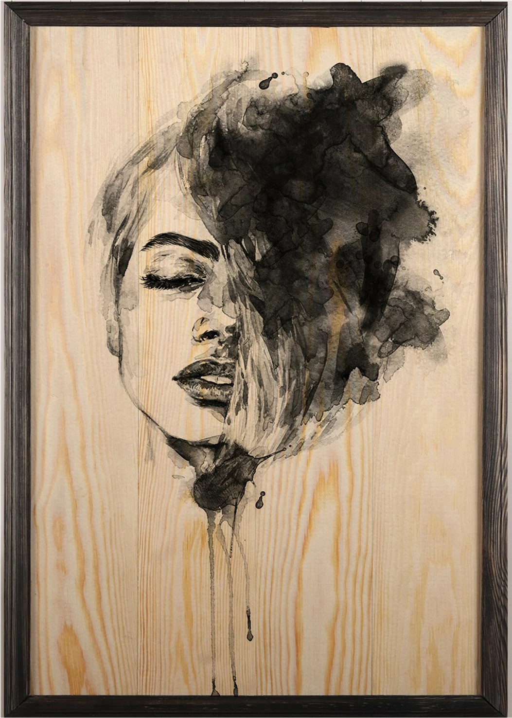 Pikturë dekorative me kornizë druri, fytyrë gruaje, Wallity, XL