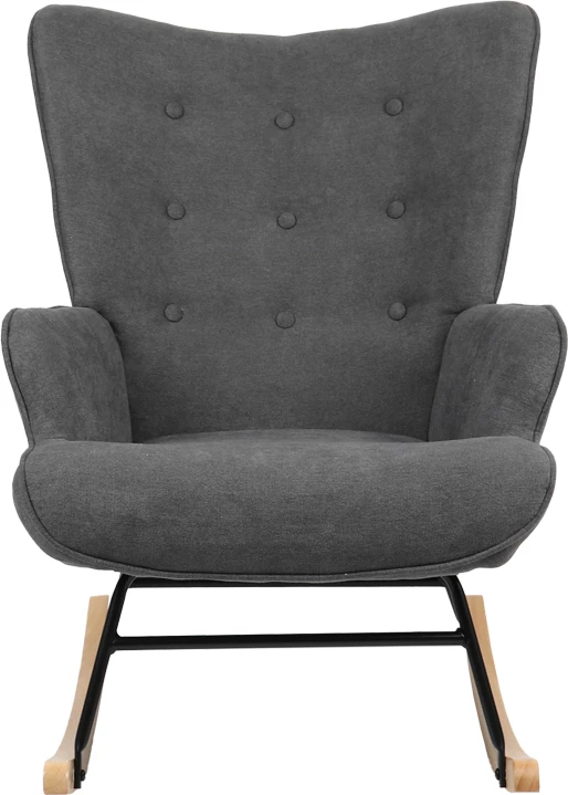 Karrige lëkundëse Georgia, pëlhurë, ngjyrë gri e errët-natyrale, 75x71x95cm