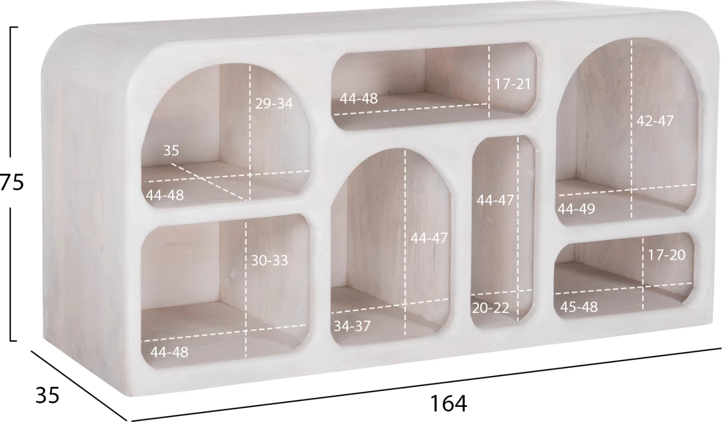 Bufe HANDYR FH9705 dru mango i bardhë 165x35x75 cm