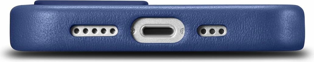 Mbështjellës iCarer për iPhone 14, lëkurë natyrale, MagSafe, kaltër