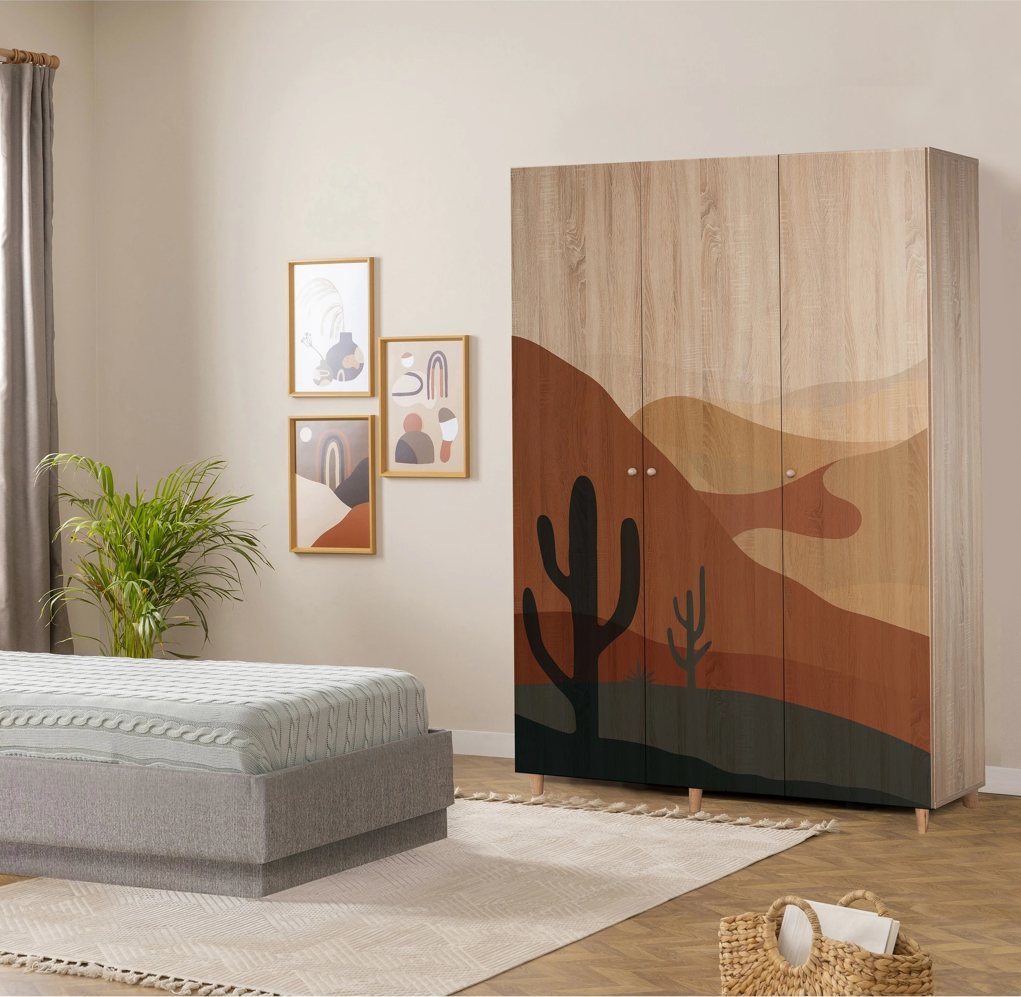 Dollap Lena 3, Skye Decor, ngjyrë sonomo, 135x192x52cm