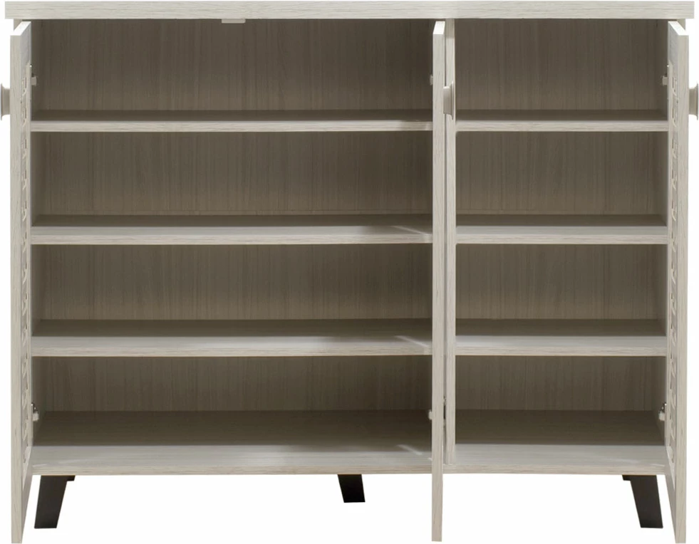 Dollap këpucësh MANTAM 16 palë bardhë-gri 115.5x40x92cm