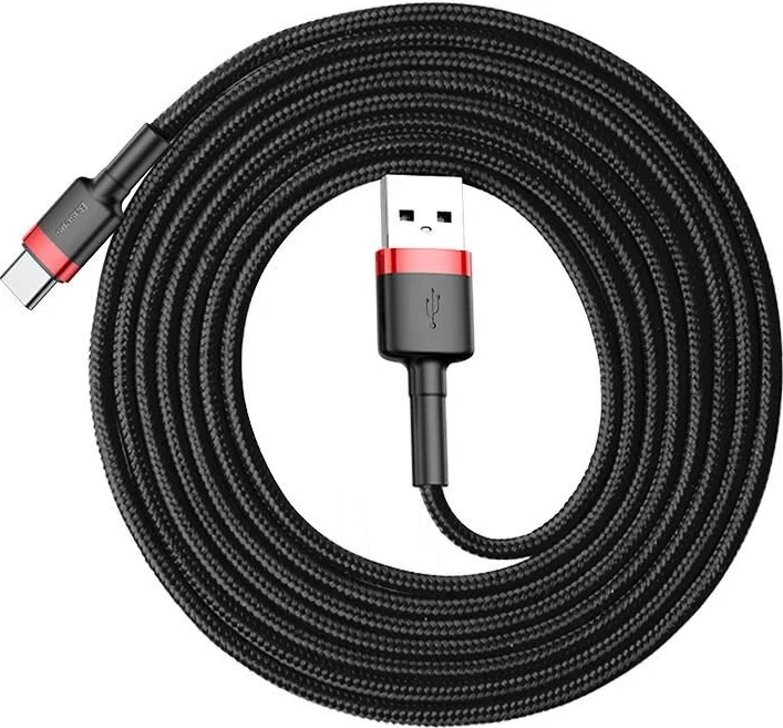 Kabeli USB Baseus Cafule, 2 m, USB A në USB C, Zi dhe Kuq