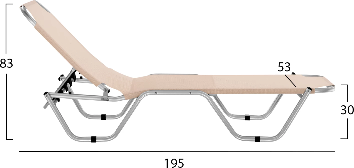 Shezlong profesional alumini FH5071.60 ngjyrë krem 60x195x30 cm