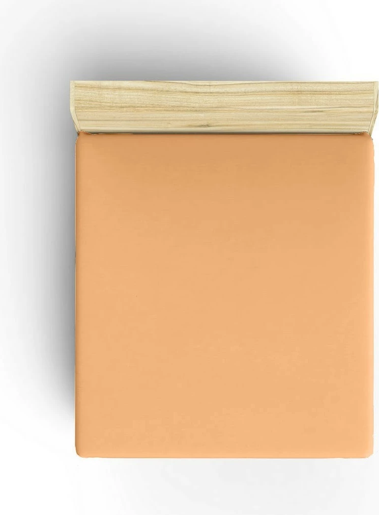 Çarçaf i shtrënguar për krevat dopio i vogël, ngjyrë portokalli e zbehtë, L'essentiel