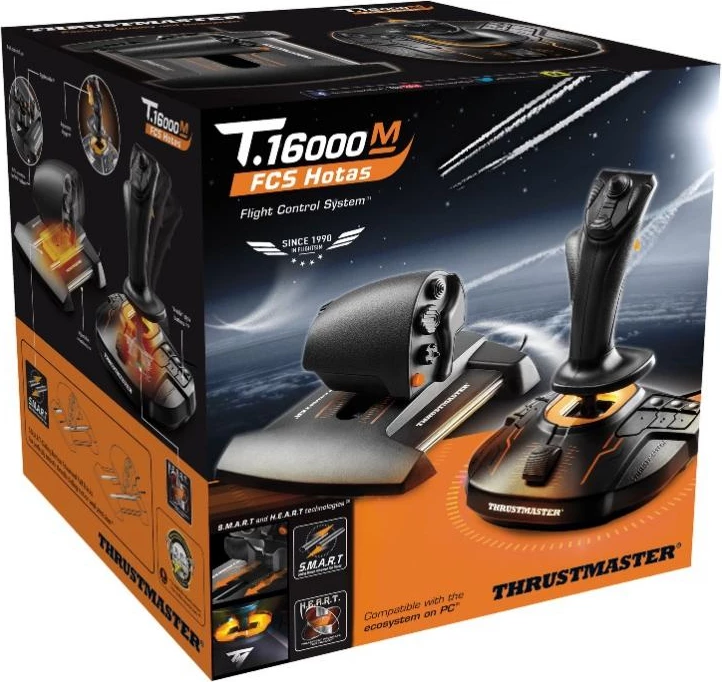 Joystick HOTAS Thrustmaster T.16000M FCS për PC, me throttle TWCS, e zezë/portokalli, set 2-pjesësh