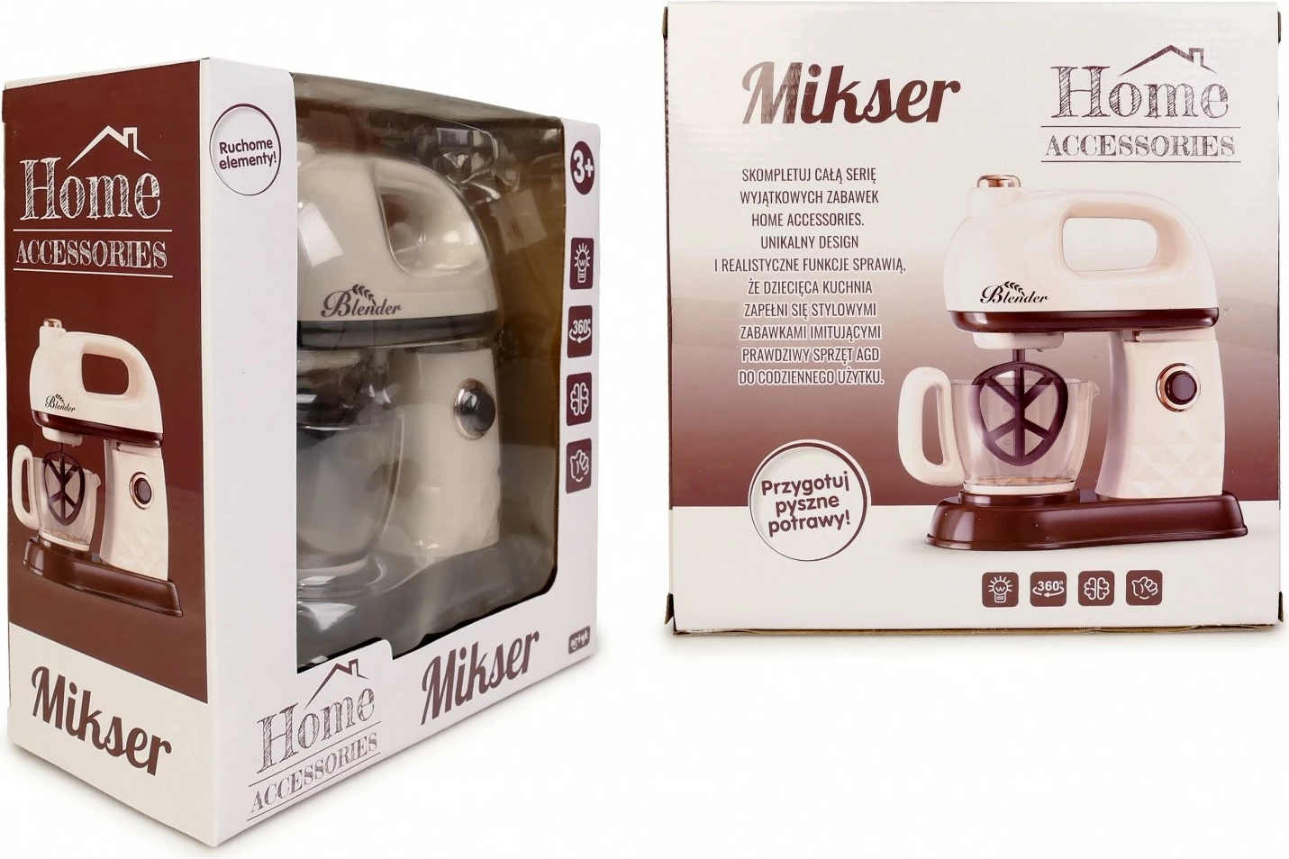 Mikser lodër me tas, Artyk 180514, bateri AA, dritë LED, bezhë-kafe