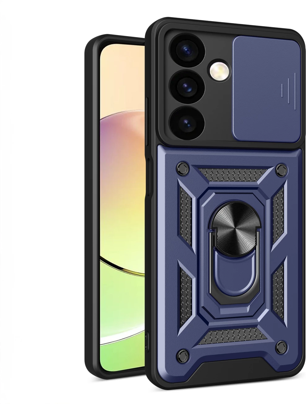 Mbështjellës Hurtel Hybrid Armor Camshield për Xiaomi POCO C65 / Redmi 13C, me mbulesë kamere, Blu