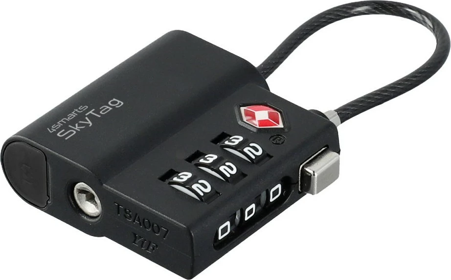 Smart padlock 4smarts SkyTag TSA, Code, 46 mm, iOS, iPadOS, Black