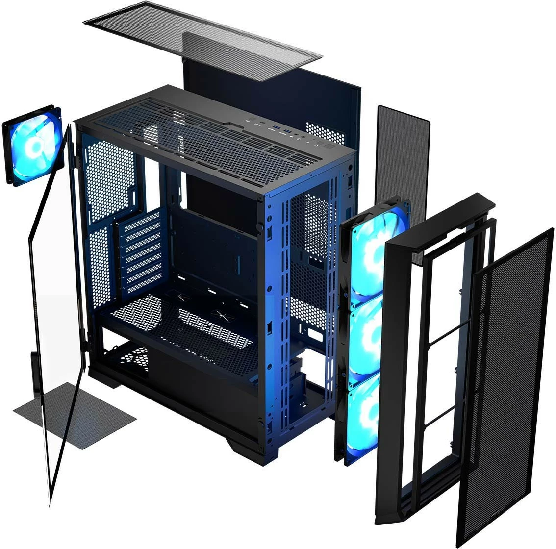 Kasë MODECOM Horizon ARGB Flow Midi, E-ATX, 4 ventilatorë ARGB, Xham i temperuar, e zezë