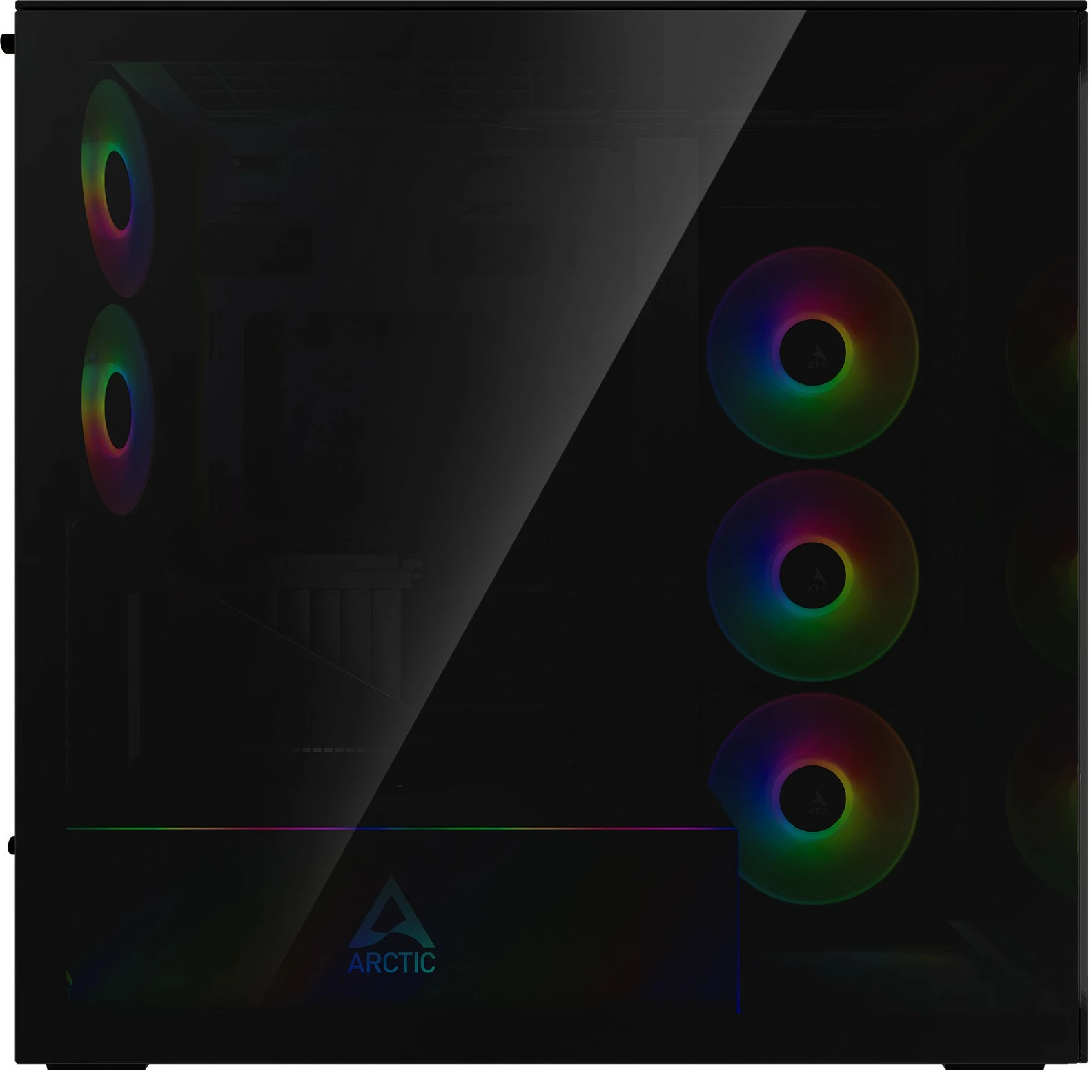 Kasë ARCTIC Xtender, Midi Tower, xham i temperuar, RGB, e zezë