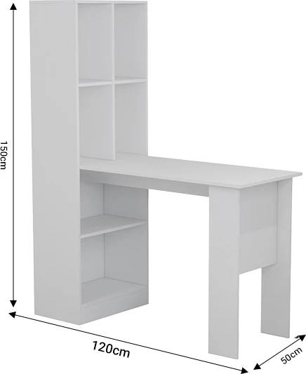 Tavolinë pune me raft librash, ngjyrë arre, 120x50x150 cm