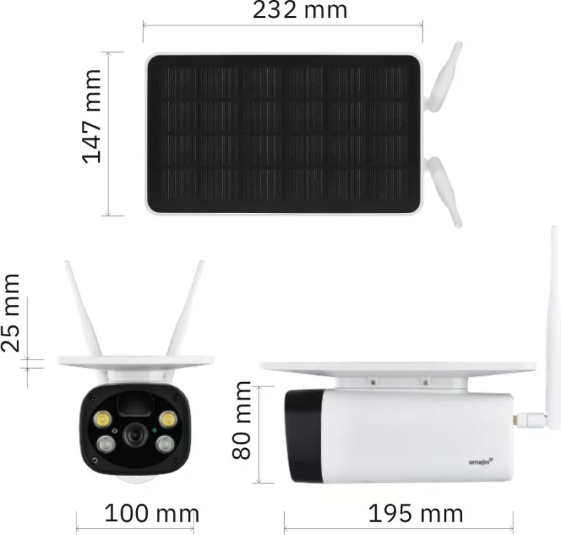 Kamerë sigurie wireless Omajin OSC-01-EU, solar, Bardhë, Zi