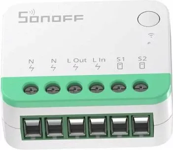 Switch smart Wi‑Fi SONOFF MINIR4M, Matter, 10A/2400W, 2.4GHz, i bardhë/jeshile