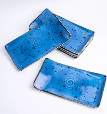 Pjatë prezantimi Fine Dine Iris 240x270mm, porcelan, set 6 copë, blu