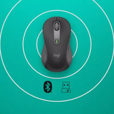 Maus Logitech Signature M650 L Wireless, majtak, optik, RF Wireless + Bluetooth, 4000 DPI, grafit
