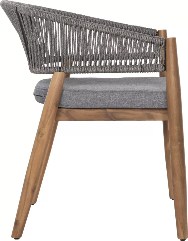 Karrige për tavolinë terase NAVAN FH6135.01 dru akacie natyrale-litar najloni gri 59x58x76Hcm., set prej 4 copë