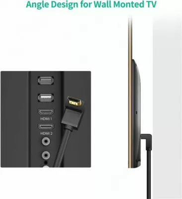 kabllo HDMI këndore UGREEN 10172, 4K/60Hz, 1m, e zezë