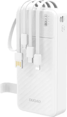 Powerbank Dudao K11 Pro 20000mAh me kabllo të integruara, Bardhë