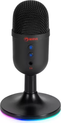 Mikrofon desktop Marvo MIC-06 USB omnidireksional me RGB, i zi