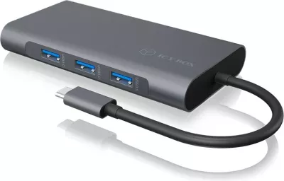 Docking Station RaidSonic ICY BOX IB-DK4040-CPD, USB 3.2 Gen 1 Type-C, 100 W, Anthracite, Black