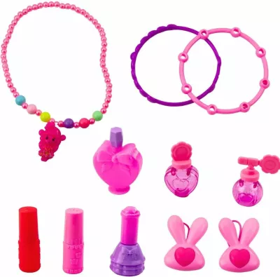 Set bukurie LeanToys Unicorn Sweet Time Vanity Case 2in1, valixhe me rrota + toaletë, 25 x 21 x 11.5 cm, rozë