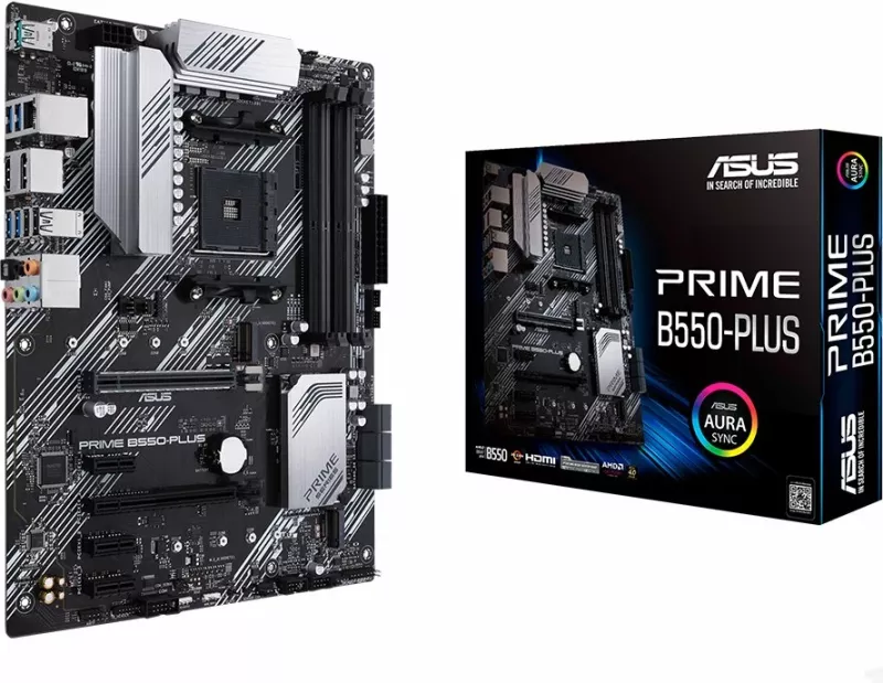 Pllakë amë ASUS PRIME B550-PLUS, AM4 ATX, DDR4 4xDIMM, 2x M.2, 6x SATA, PCIe 4.0, 1Gb LAN, HDMI/DisplayPort