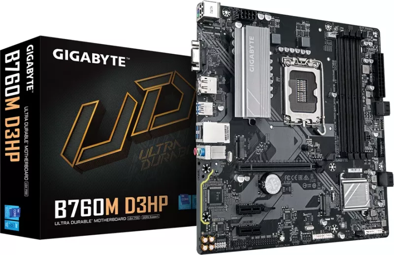 Pllakë amë Gigabyte B760M D3HP, LGA1700, DDR5, mATX, 2x M.2 PCIe 4.0, GbE LAN, Retail