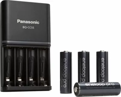 Karikues baterish Ni-MH Panasonic Eneloop BQ-CC55 (K-KJ55HCD40E) + 4x AA Eneloop Pro 2500mAh