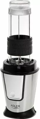 blender sportiv ADLER AD 4081, 570 ml + 400 ml, Tritan BPA-free, 4 tehe inox, argjend/zezë, set 2 shishe