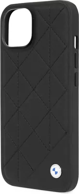 Mbështjellës BMW Leather Quilted për iPhone 14 6.1", i zi