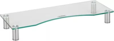Mbajtës monitori VonHaus Glass Monitor Stand L 580x210mm, xham i temperuar 5mm, lartësi e rregullueshme 75-90mm, kapacitet 20kg, transparent