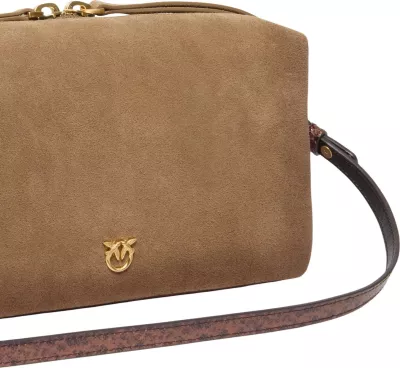 Çantë për femra Pinko Bauletto Trittico Suede Sprayi 106761 A3DB, bezhë