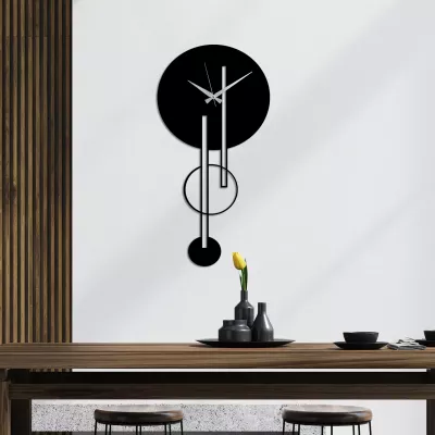 Orë muri dekorative prej metali, Wallity, Full Empty, e zezë, 62x32cm
