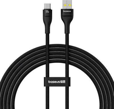 Kabllo Baseus Flash 2 USB A në USB C, 2 m, 100 W, E zezë
