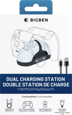 Stacion karikimi Bigben Dual Charger për DualSense, për 2 kontrollorë