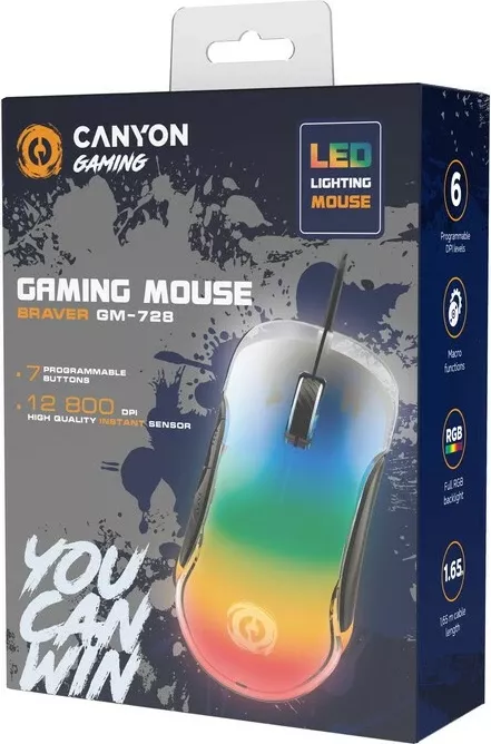 Maus gaming Canyon Braver GM-728, optik, 1.65m kabllo, 114g, i zi