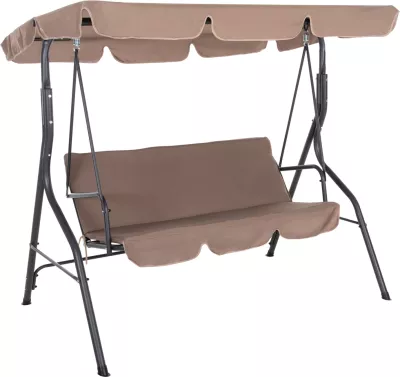 Luhatëse për verandë 3-vendëshe me mbrojtës dielli LIKID FH5979.02 metal gri - pëlhurë kafe 174x110x200Hcm
