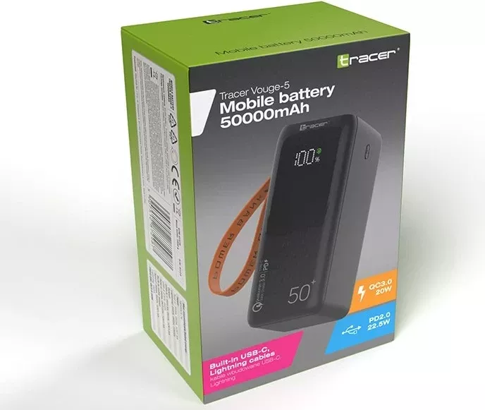 Power bank Tracer VOUGE-5, 50000 mAh, Ekran LCD, i zi