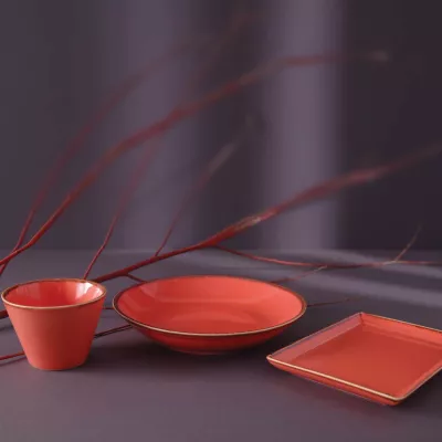 Tas porcelani Porland Seasons Amber 550 ml, Ø140 mm, portokalli, set 6 copë