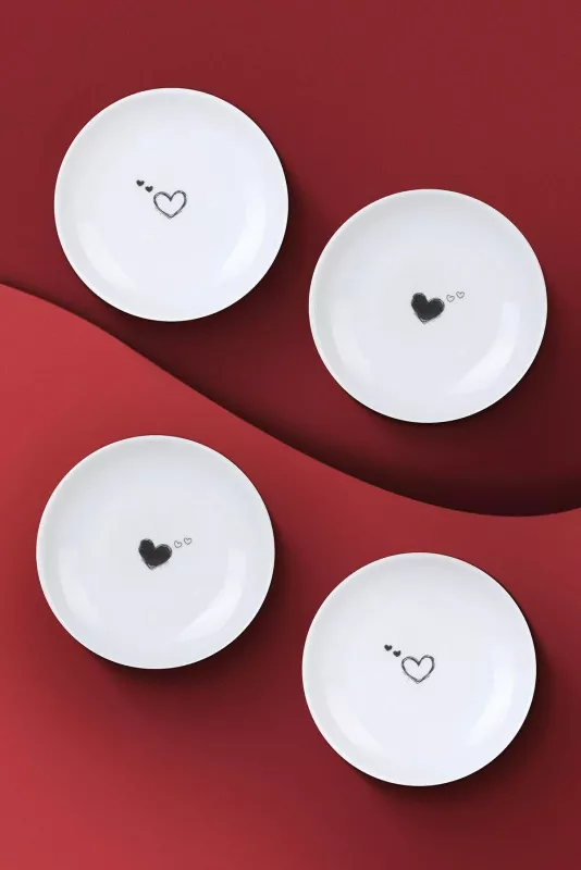 Set pjatash për ëmbëlsira, porcelan, 4 copë, Hermia, NNYO10DUS4885734