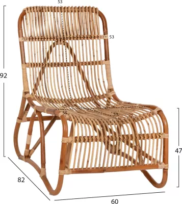 Karrige e jashtme BRONNY FH9644.01 rattan ngjyrë natyrale 60x82x92Hcm.