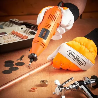 Vegël multifunksionale (rotary tool) VonHaus 3515065, me kabllo 1.8 m, 10,000–32,000 RPM, set 234 aksesorë, e zezë/portokalli