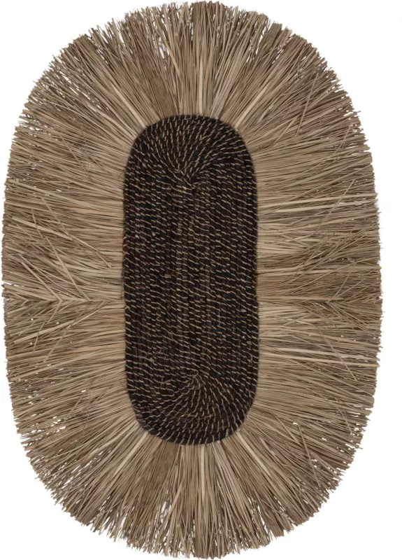 Dekor muri oval prej bari dhe fibrash abaka, ngjyrë natyrale, 60x5x90H cm, FH7795