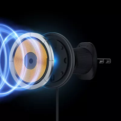 Mbajtës magnetik Baseus CW01 për iPhone, karikues wireless 15W, për grilë ventilimi, i zi