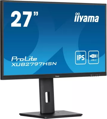 Monitor, iiyama ProLite XUB2797HSN-B2 27" IPS USB-C dock me rrjetë LAN dhe DisplayPort-out, lartësi e rregullueshme, e zezë