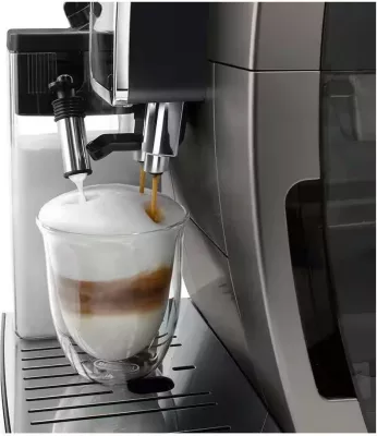 Aparat kafeje DeLonghi Dinamica Plus ECAM 380.95.TB, 1450W, ekran me prekje 3.5\" TFT, depo kokrrash 300g, e zezë
