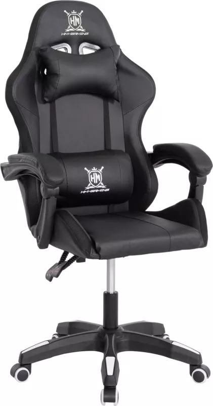 Karrige gaming DARREN FH1203.04, e zezë-bardhë, PVC & najlon, 51x49x125Hcm