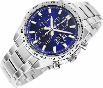 Orë dore për meshkuj Casio Edifice, argjend me blu